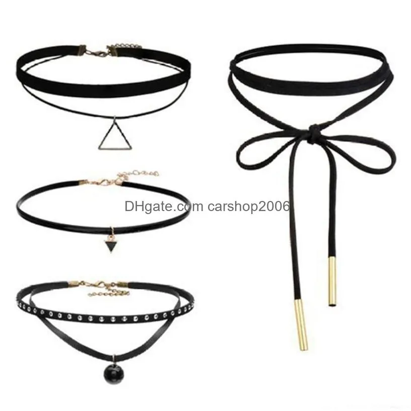 fashion black punk gothic choker necklaces for women flower velvet lace chokers lady geometric collar necklace jewelry