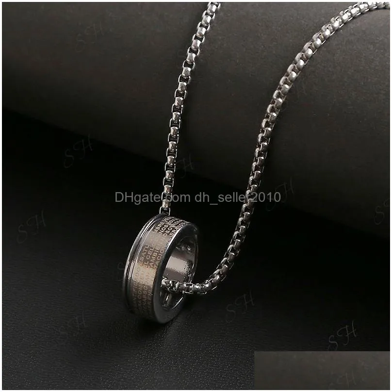 women men roman numeral fortune long necklaces love buckle couples pendant necklace titanium steel christmas gift