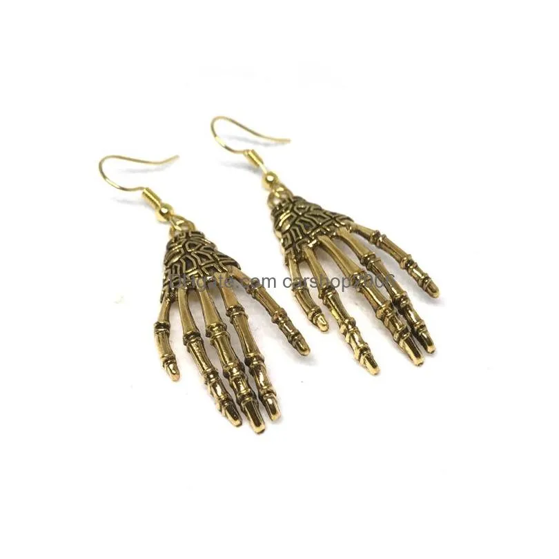 punk halloween vintage skeleton skull charm dangle earrings for women jewelry party gifts