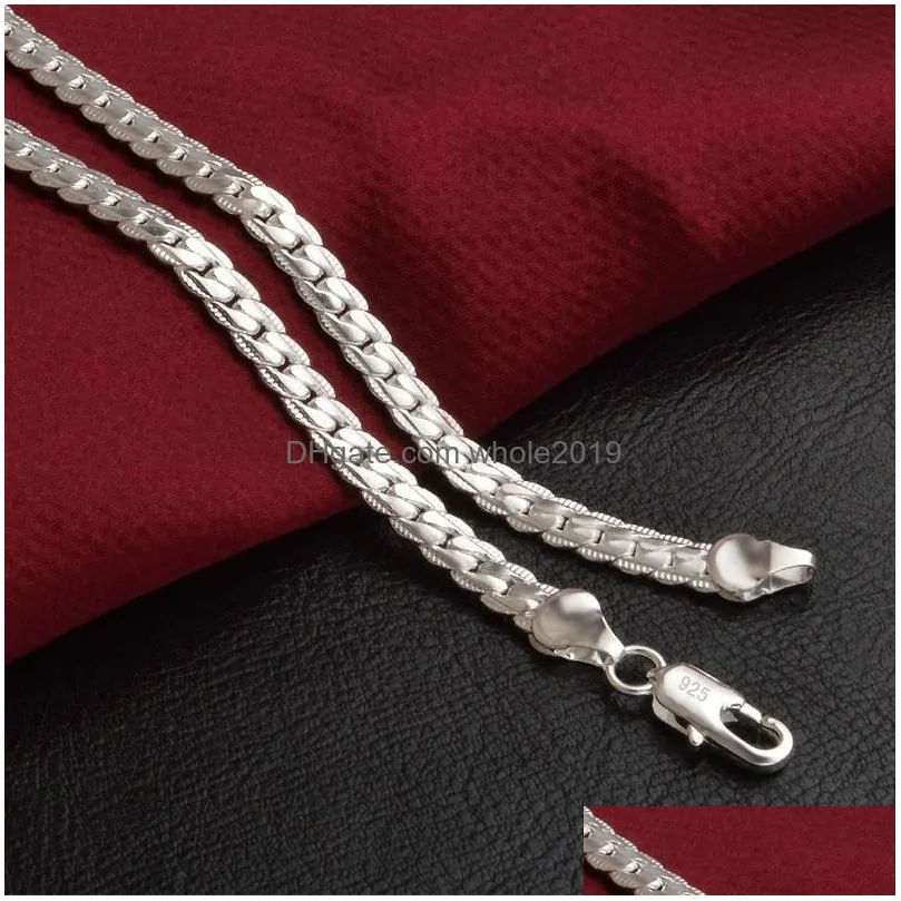 classic women men 18-30 inch silver gold chain necklace long metal 5mm snake chains