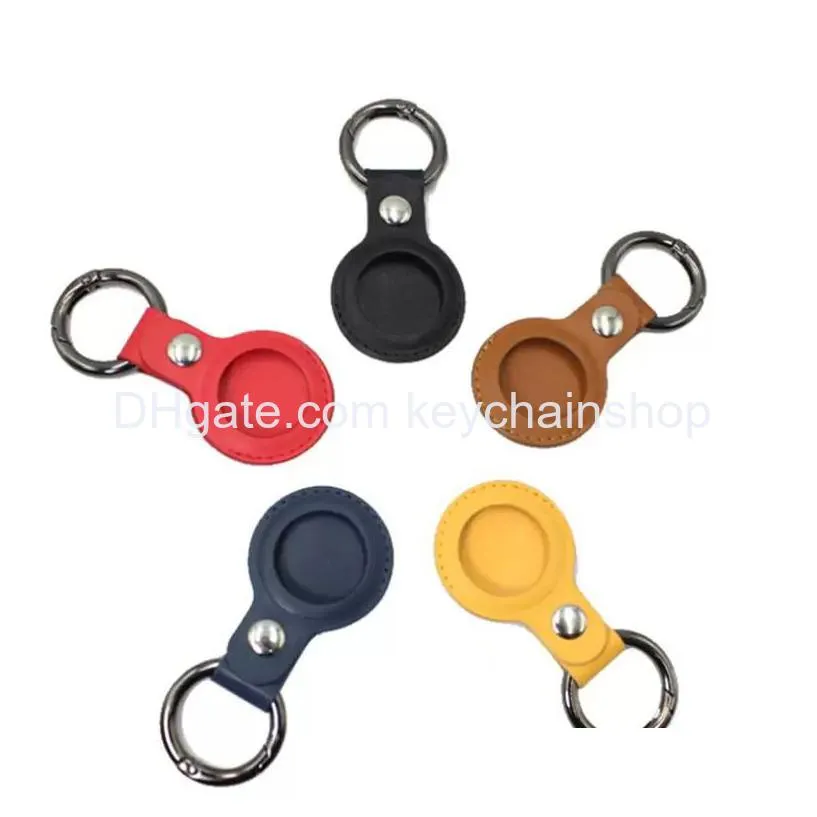 colorful leather keychain party favor anti-lost for airtag protector bag all-inclusive keychain locator individually packaged small