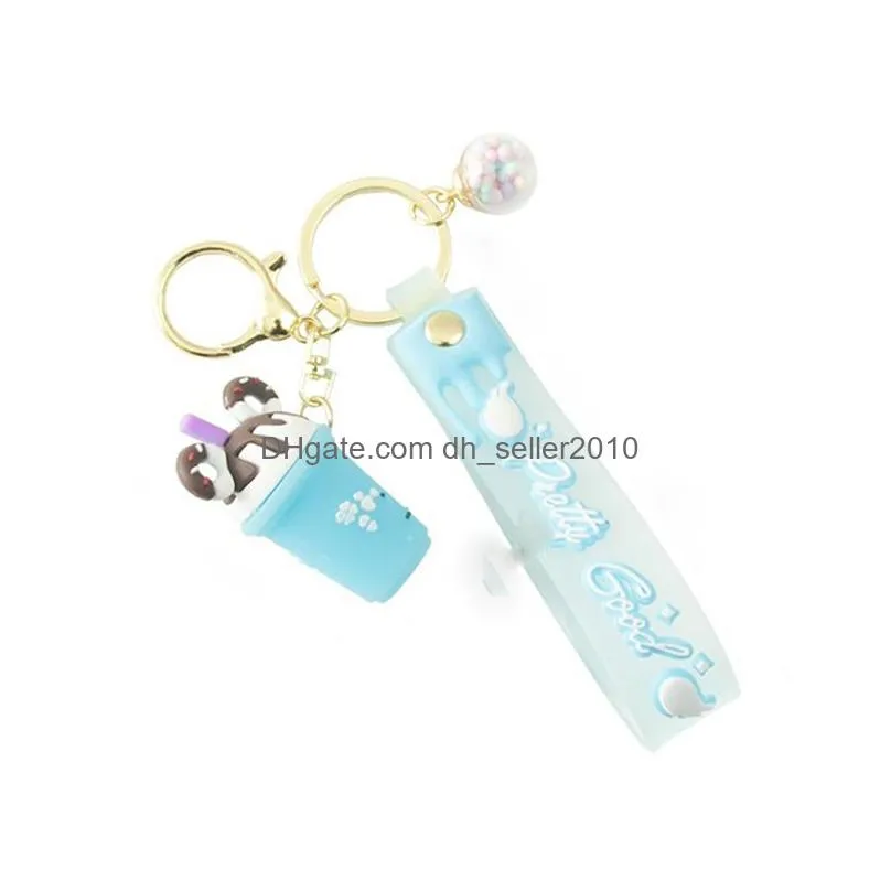 simulation ice cream mini milk tea cup pendant creative girl pericardium bag keychain pendant girls boys bag decor factory