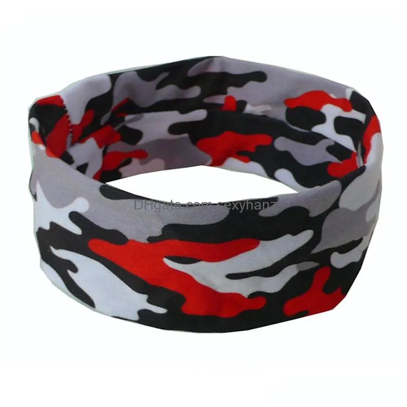 fashion camouflage sport sweat headband absorbent cycling yoga men sweatband unisex cotton hair bands head sports safety