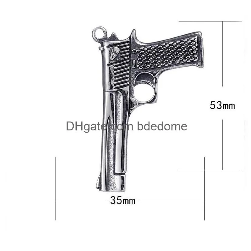 street pistol pendant necklace ancient silver stainless steel gun model necklaces men jewelry nightclub hiphop fine jewelry