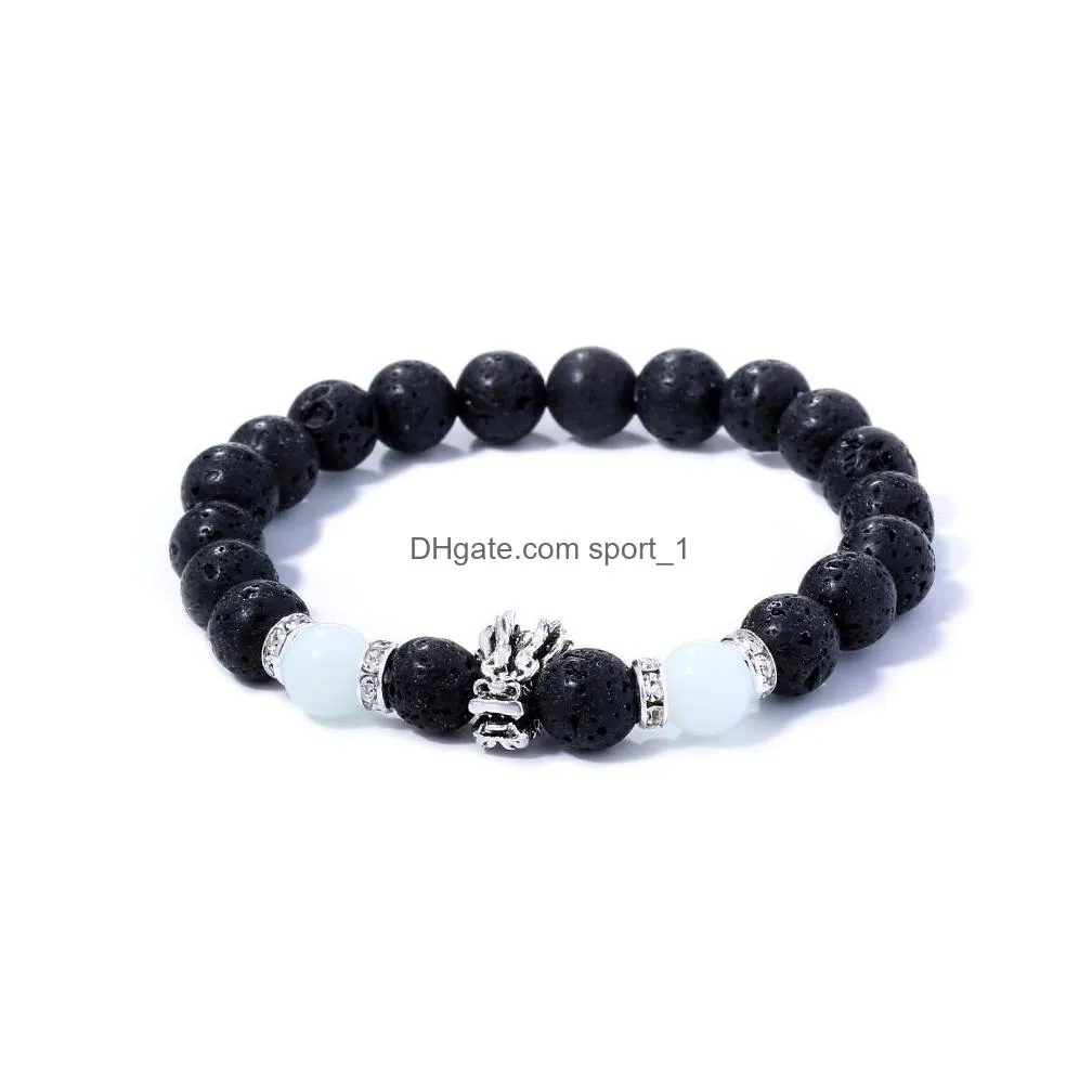 natural stone strands bracelets yoga healing luminous glow in the dark bracelet lotus charm beads for men women