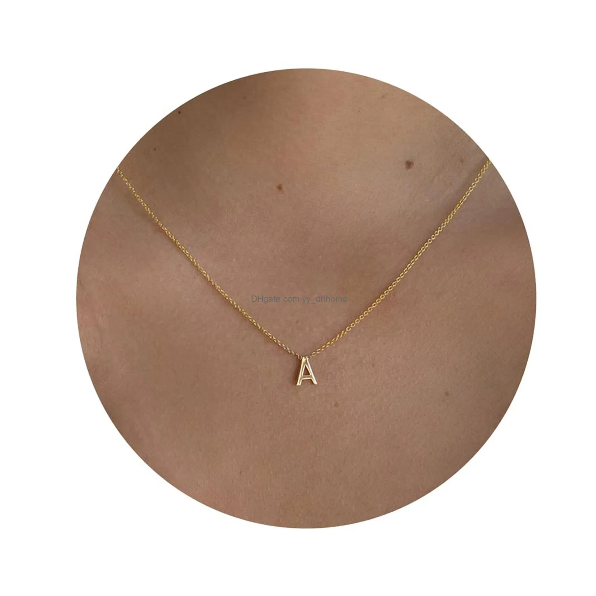 fashion tiny initial necklace gold silver color cut letters single name choker necklaces for women pendant jewelry gift