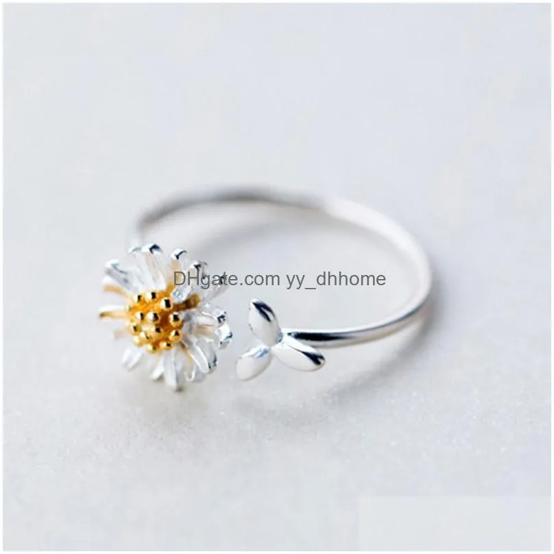 casual daisy flower rings for women adjustable opening finger ring bride wedding engagement statement jewelry gift
