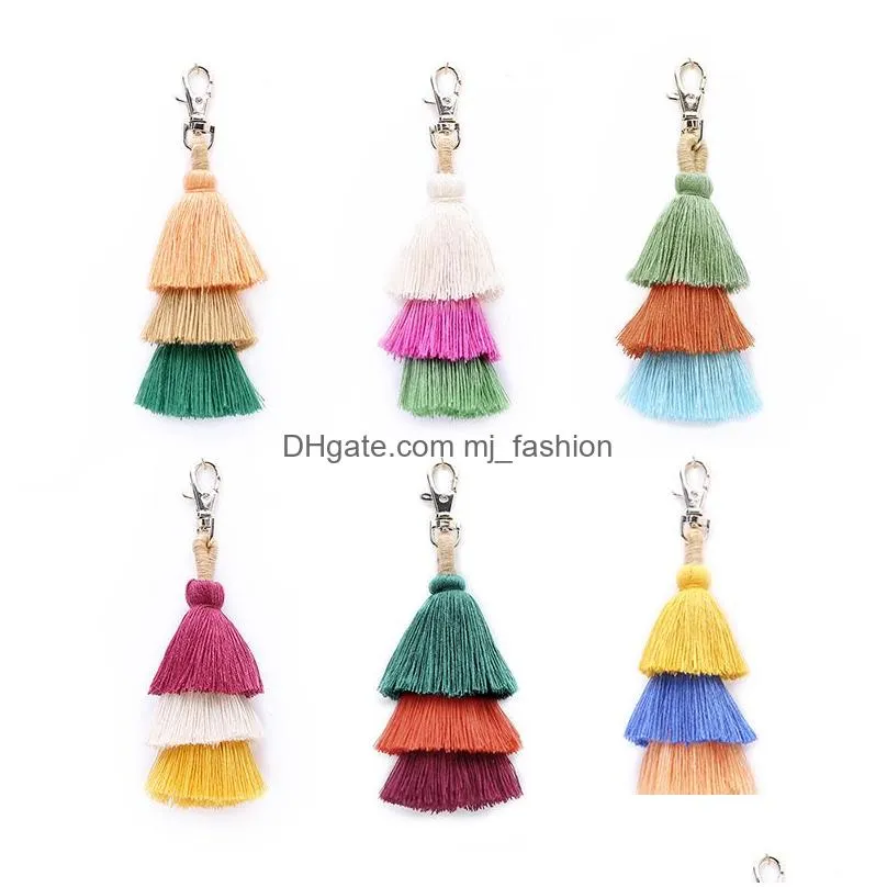 mulitlayers cotton thread fashion bag pendant accessories tassel keychain beautiful bag pendant for decoration