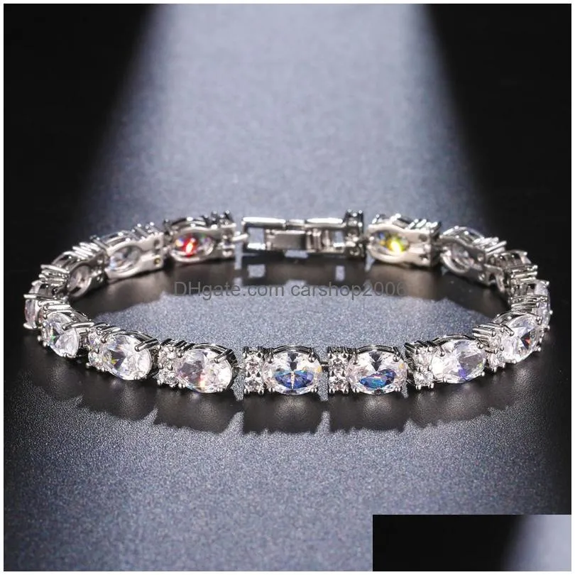 fashion cubic zirconia tennis bracelets for women iced out chain silver color bracelet jewelry gift