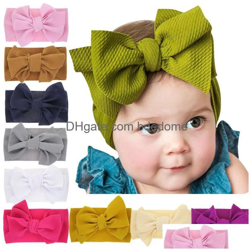 update cute big bow hairband baby children bow knot headbands wide elastic knot hair bands baby hoods toddler baby hair accessories drop