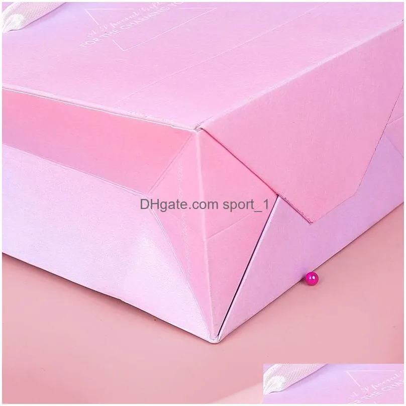 gradient pink paper jewelry box bracelet necklace ring earring cases handmde kraft wedding gifts packaging boxes accessories