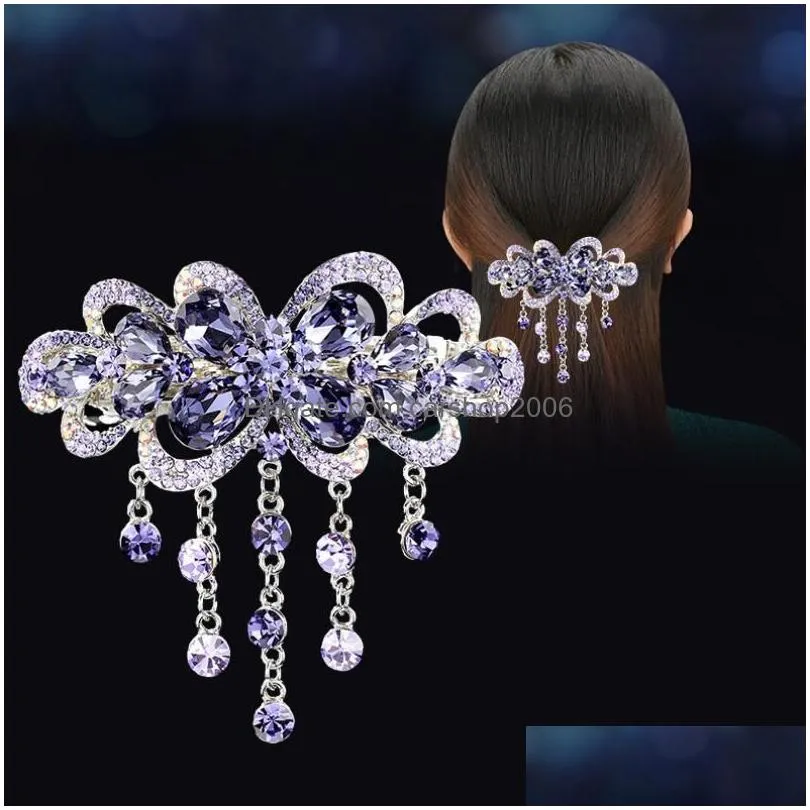 women barrettes crystal hair claw vintage hairpin heandband korean spring clip shiny rhinestone hairs accessories