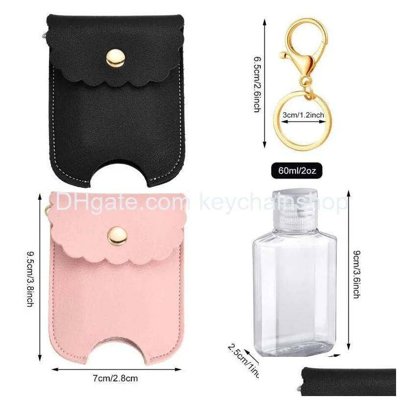 portable hand sanitizer bottle leather case student school bag disinfection water key chain pendant leather case travel hand sanitizer