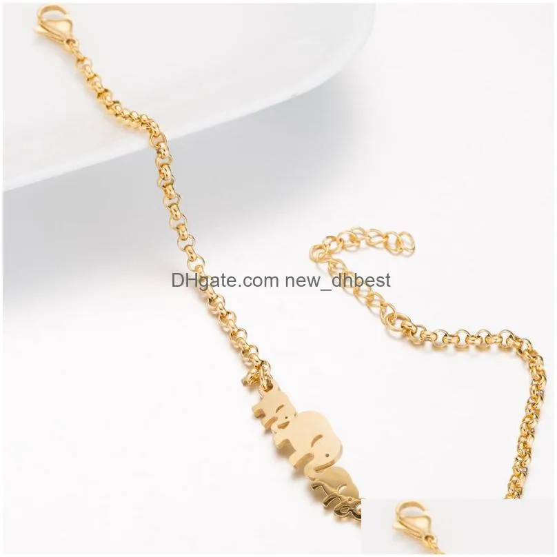 fashion elephant bracelets bangles animal chain link female stainless steel bracelet for women jewelry accessories