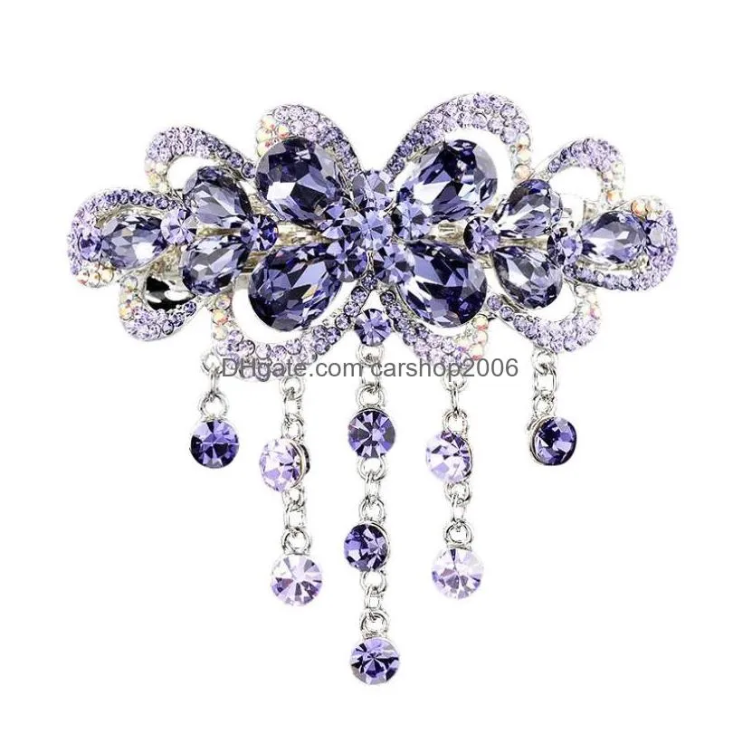 women barrettes crystal hair claw vintage hairpin heandband korean spring clip shiny rhinestone hairs accessories