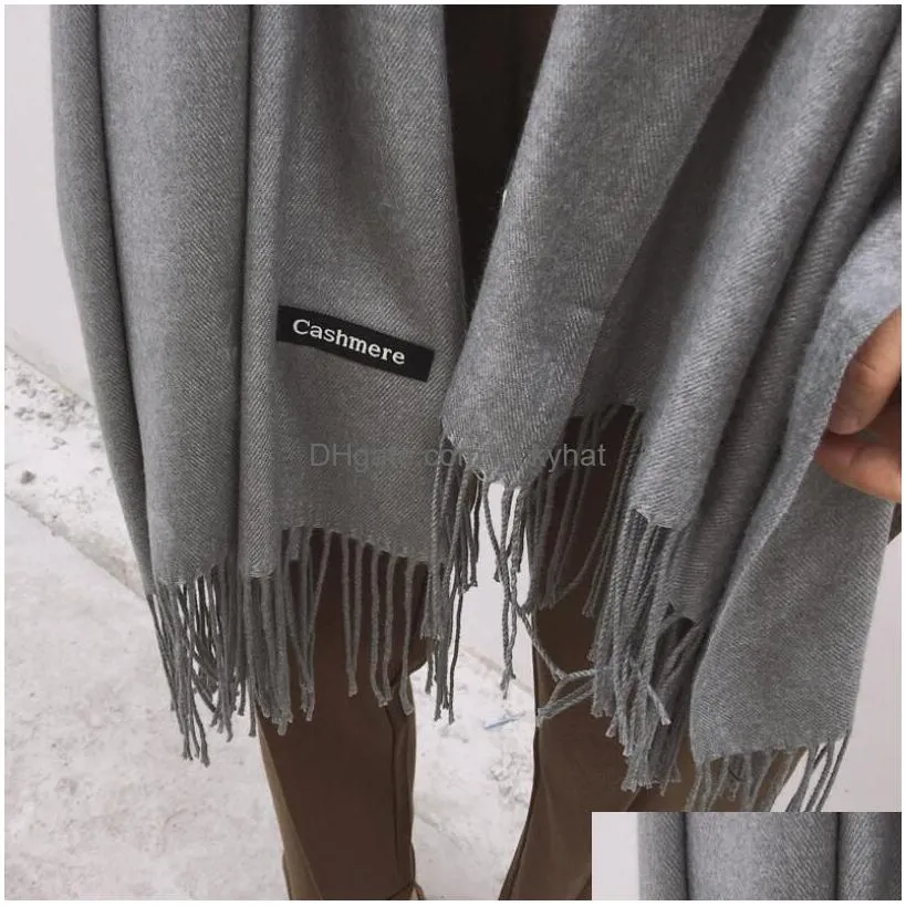 fashion solid color women scarf winter hijabs tassel long lady shawls cashmere scarves wraps