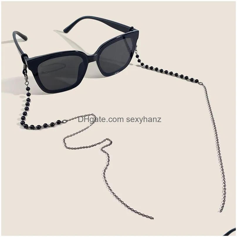 women eyeglasses chains fashion metal glasses lanyard girl pearl mask strap trendy acrylic non-slip mask chain sunglasses cord