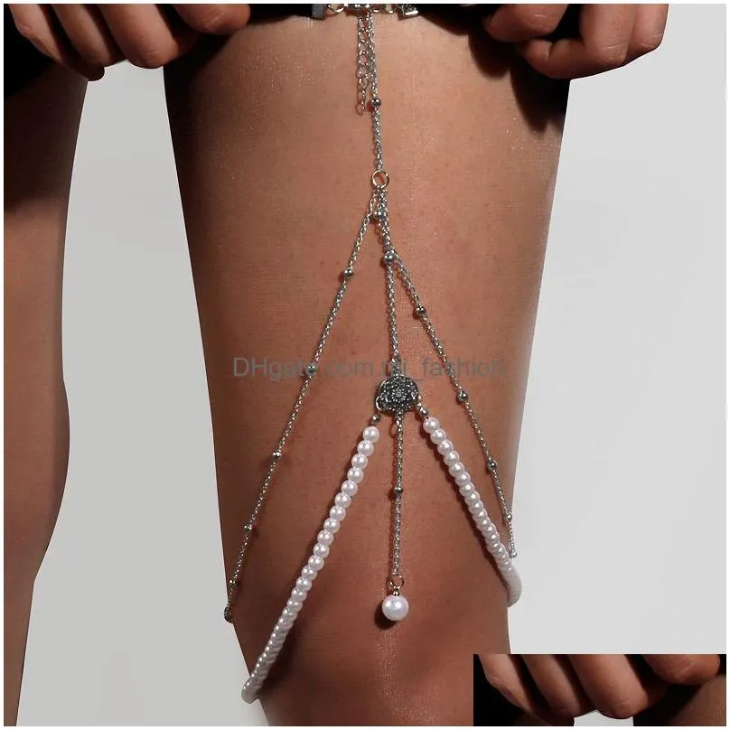 boho body jewelry rhinestone leg chain shiny women big snake pendant y chains thigh harness multi layers beach style gift