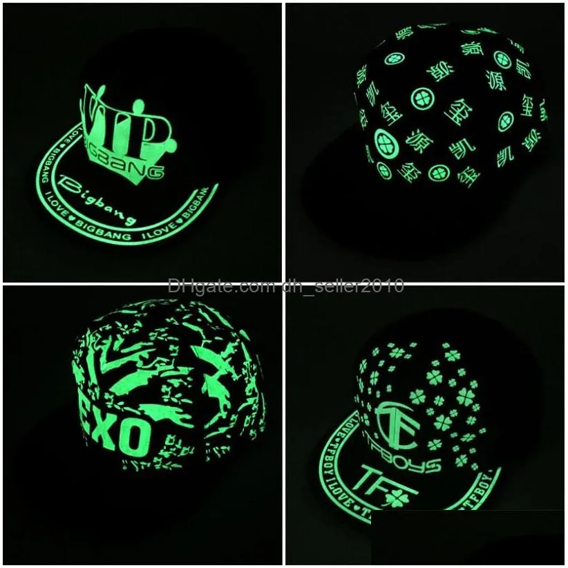 fashion fluorescence baseball caps women men snapback cap luminous sport hip hop hat