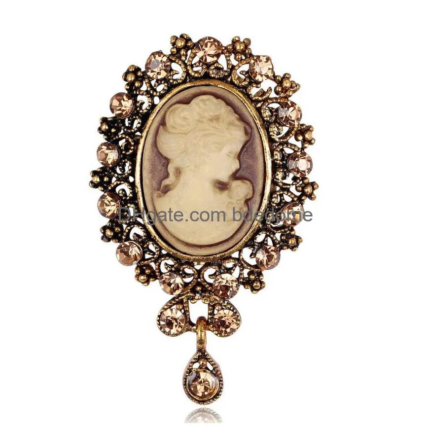 lady photo frame head portrait brooch pin fashion business suit tops corsage rhinestone brooches fashion jewelry gift