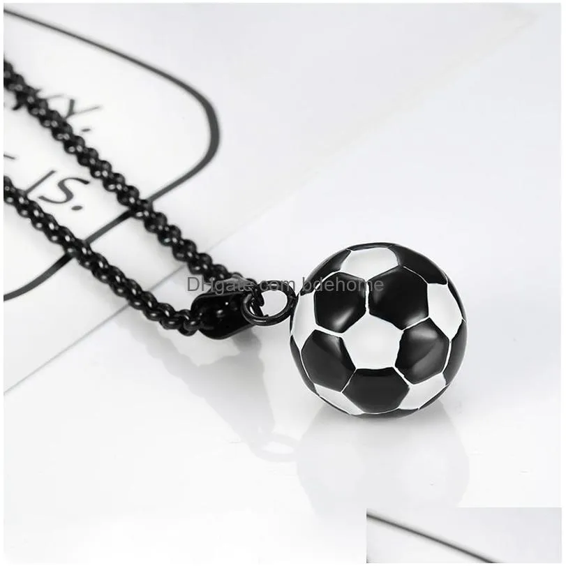 fashion stainless steel football necklace men soccer pendant necklace women sporty jewelry gift