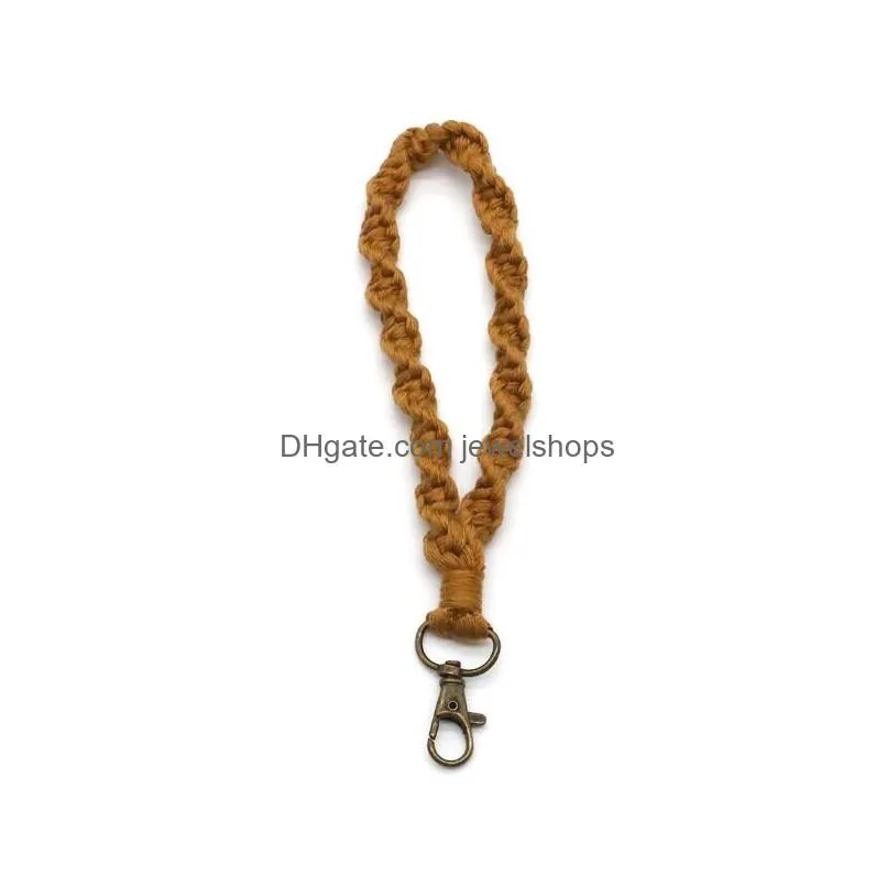 boho bag accessories macrame wristlet keychains wrist lanyard strap keyring bracelet assorted color macrames braided key