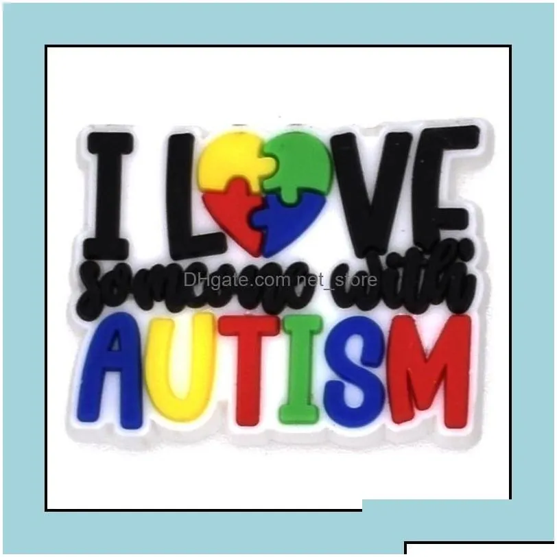 Autism Awareness Puzzle Croc Charms For Shoe Decorations Accessories Pvc Clog Wirstband Bracelets Charm Buttons Gift Kids Boy Girls Adts