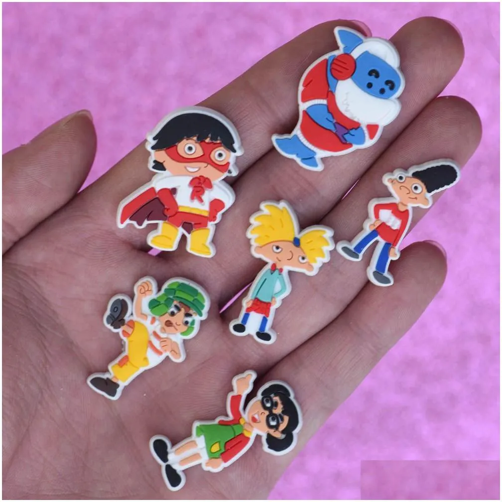 2022 new cartoon pvc cute style shoe charms clog shoes decorations wristband accessories birthday party gifts for boys and girls