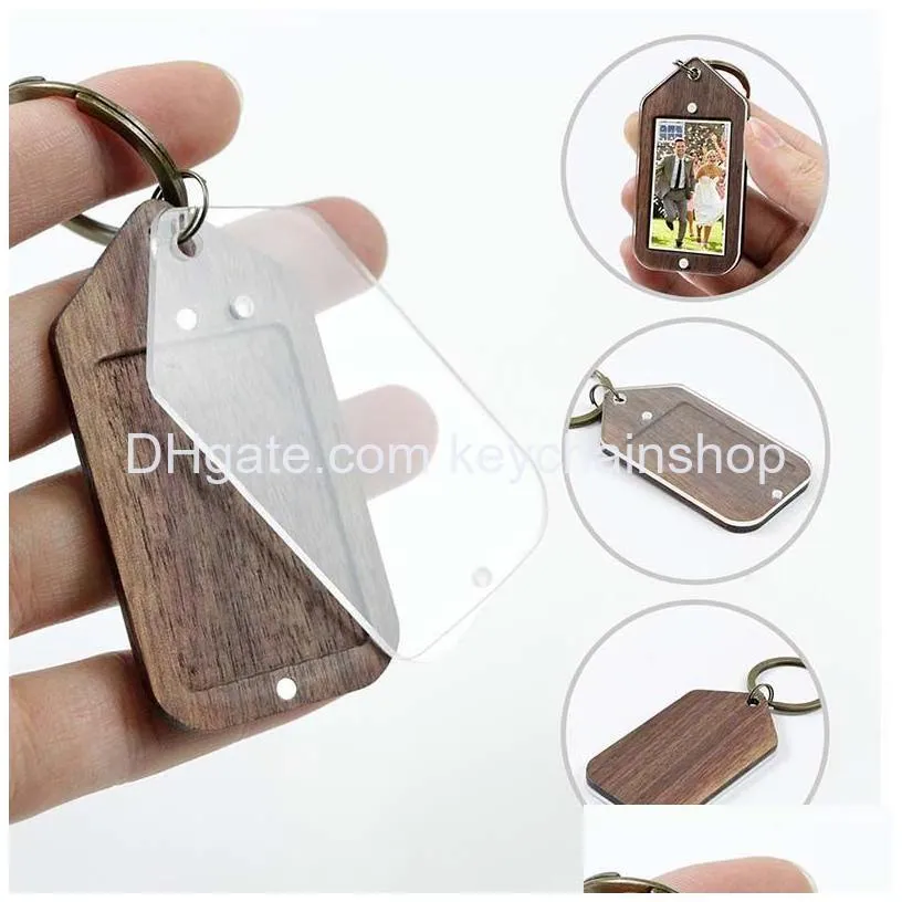 diy acrylic keyrings party favor with photo frame car key chain promotional keychains