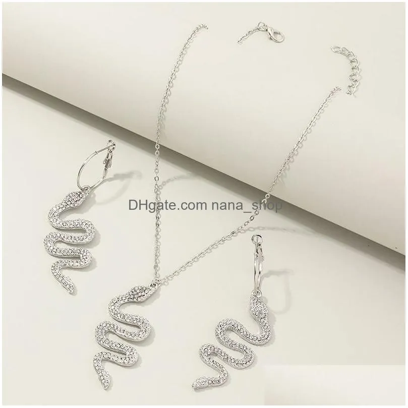 party snake necklace earrings animal dangle women pendant necklace trendy female birthday jewelry set gift