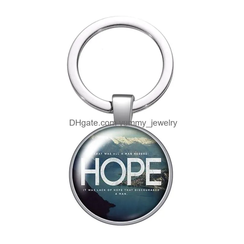 cross faith words hope brave glass cabochon keychain bag car key chain ring holder charms silver keychains for men women gifts