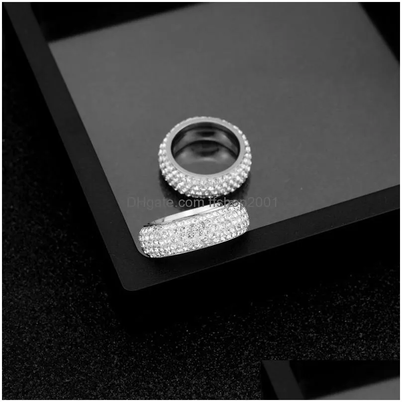 fashionable crystal stainless steel ring multi-color women elegant finger love wedding engagement rings for women jewelry