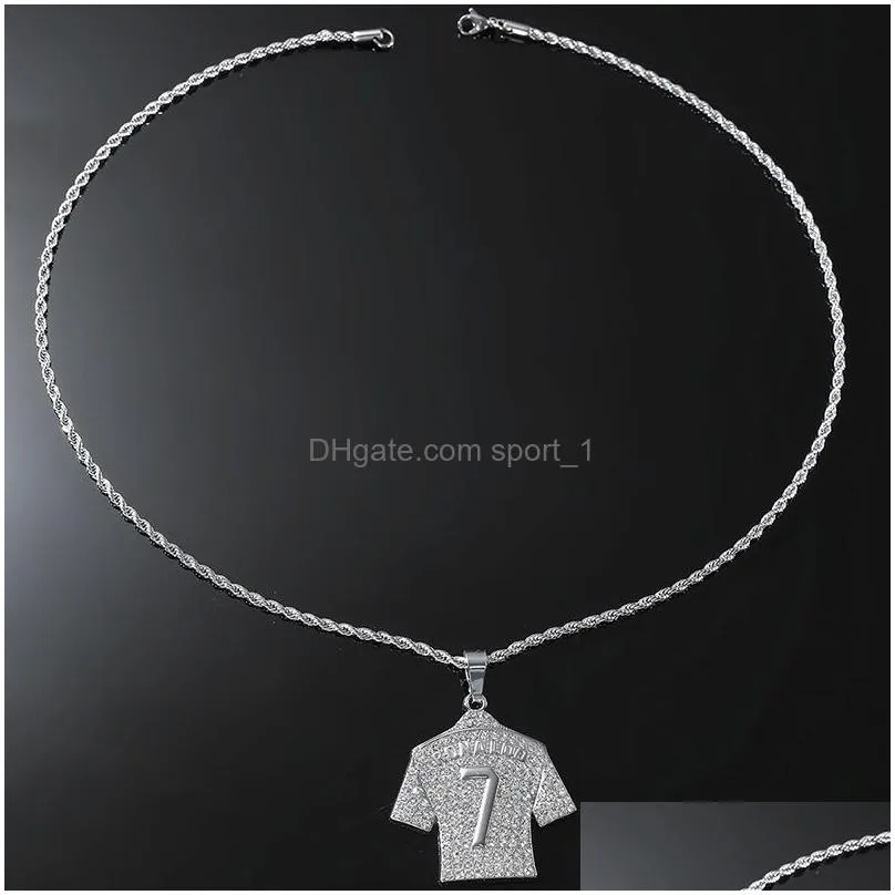 hip hop designer fashion gold plated crystals football jersey pendant necklace 75cm
