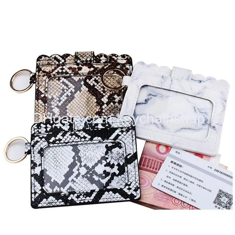 in stock leather pu multi-card slot credit card bag holder fashion keychain cards bags for women