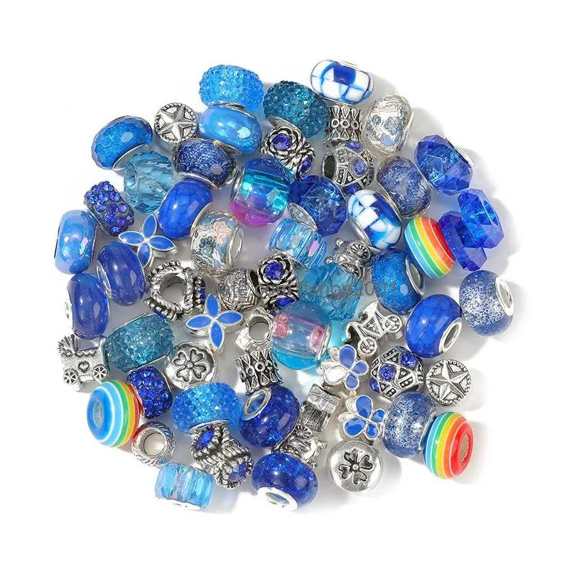 acrylic resin alloy rhinestone large hole european beads mixed color for jewelry making diy craft 60pcs/lot
