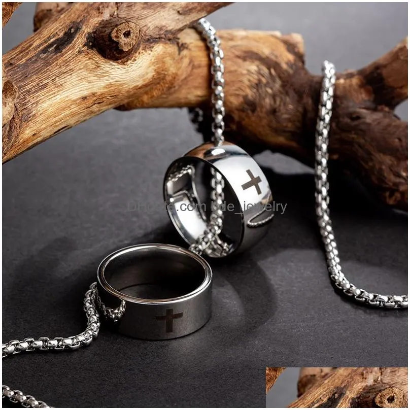 personality fashion simple ring titanium steel necklace for men women hip hop t-shirt accessories sweater chain