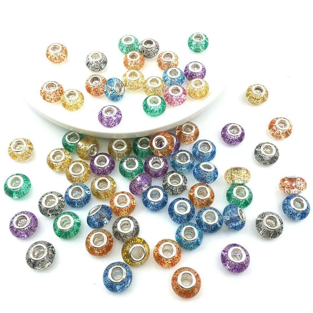 big hole round rhinestone resin beads loose spacer bead for diy jewelry making bracelet necklace 10pcs/set