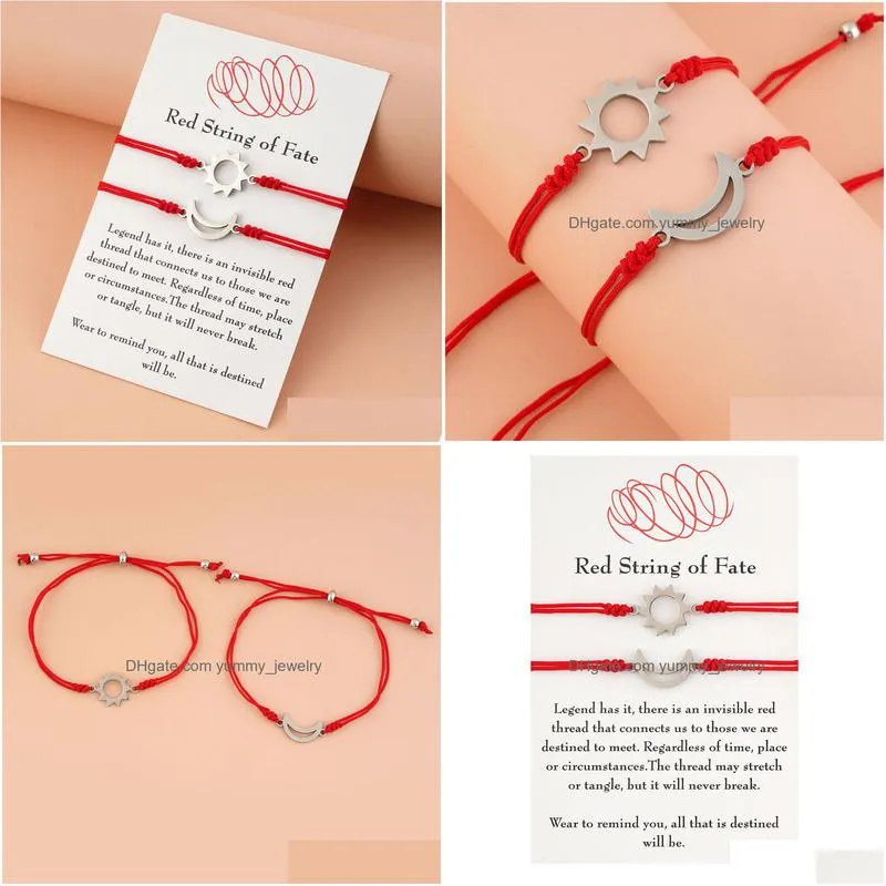 sun and moon bracelets red string of fate jewelry travel bracelets bracelets for 2 couples bracelets his and hers