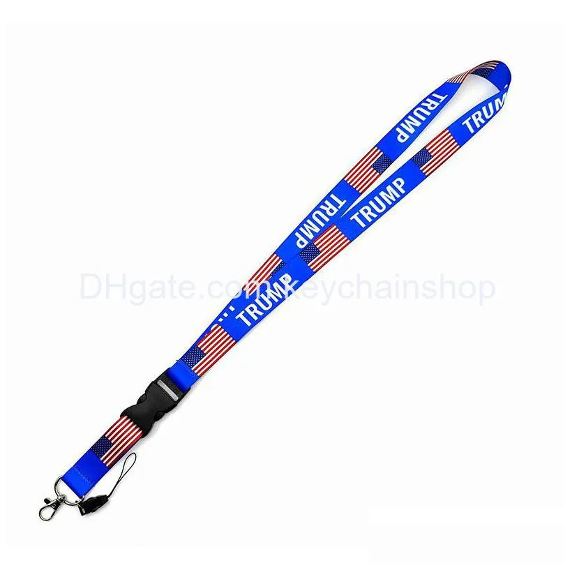 trump lanyards keychain party favor usa flag id badge holder key ring straps for mobile phone