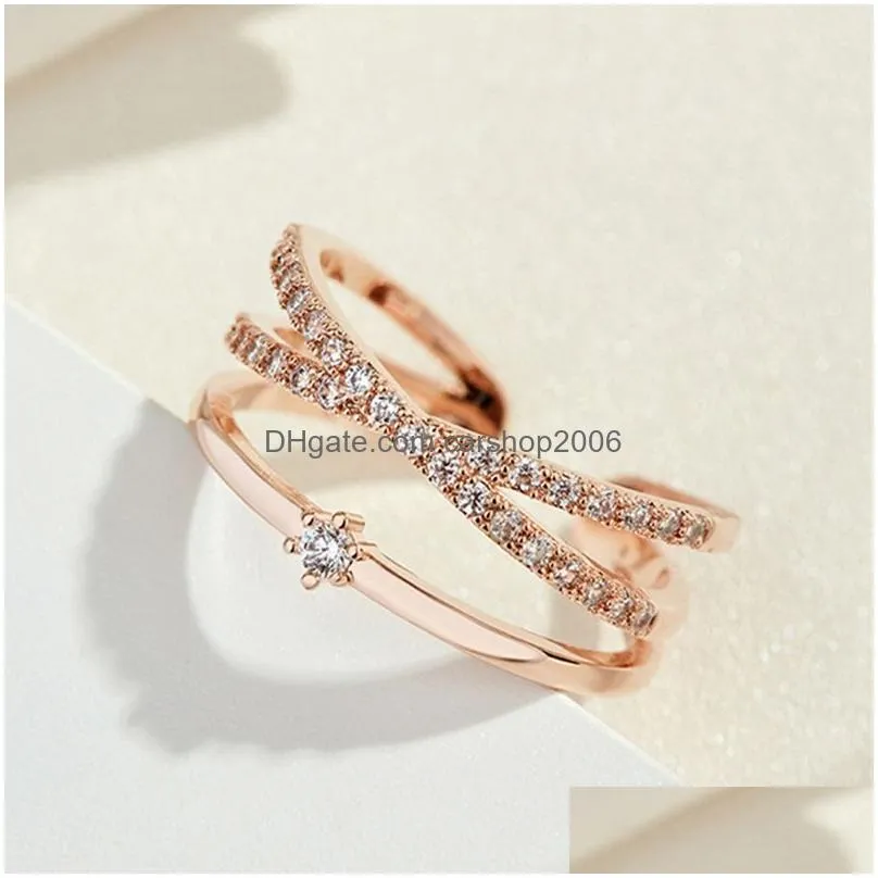 fashion design zircon multilayer twist rings for women adjustable mid finger knuckle ring students jewelry