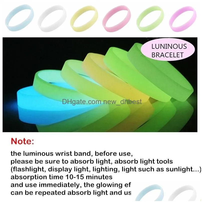 fashion luminous flexible silicone glow bracelet men women teen sports rubber wristband glow in dark party concert hand bands bangle