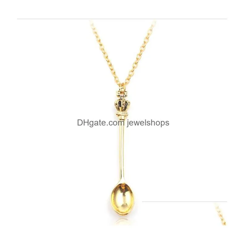 crown mini teapot royal alice snuff necklace crown spoon pendant necklaces 4 colors wholesale