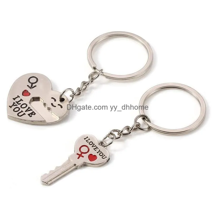 lovers gift wedding favors couple my heart keychains fashion keyring creative zinc alloy silver plated key chain