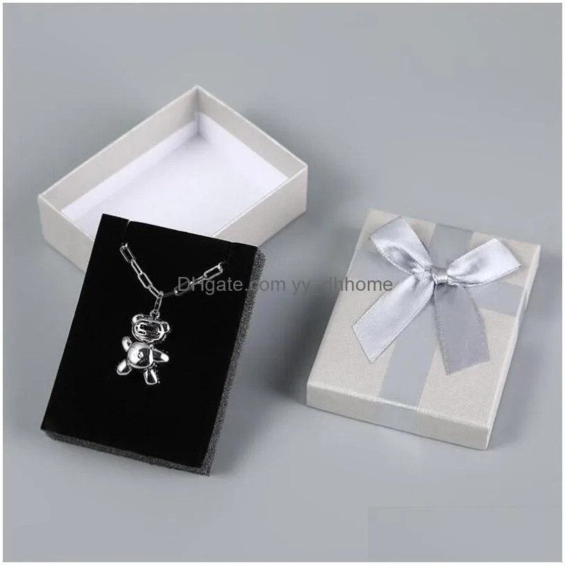 paper ring boxes with bow design for earrings jewelry packaging case valentines day gift