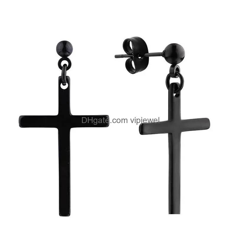 hip hop street women men cross earrings star pendant cartilage drop dangle earrings jewelry 1 piece