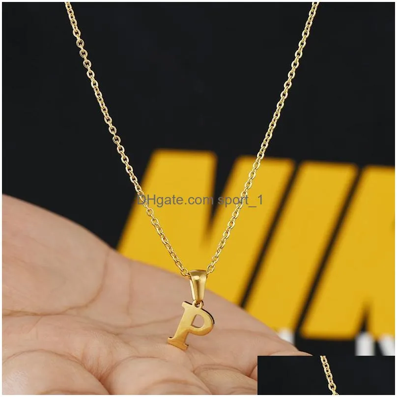 initial a-z 26 letters necklace stainless steel welding alphabet clavicle chain choker for women pendant collar jewelry