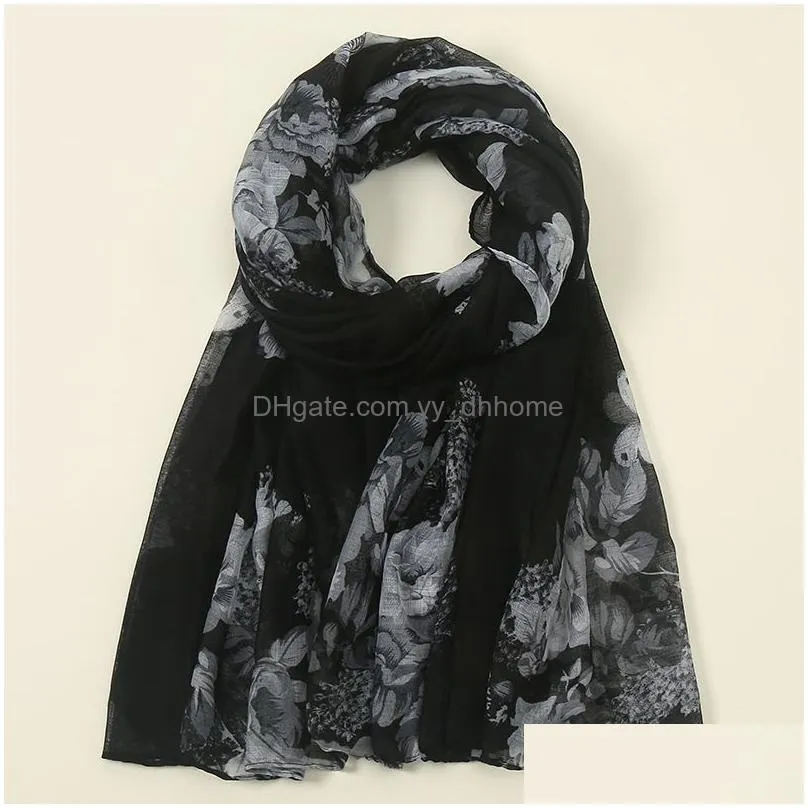 fashion women classical print scarf scarves sun protection gauze kerchief lightweight ethnic blue and white porcelain bali yarn scarf