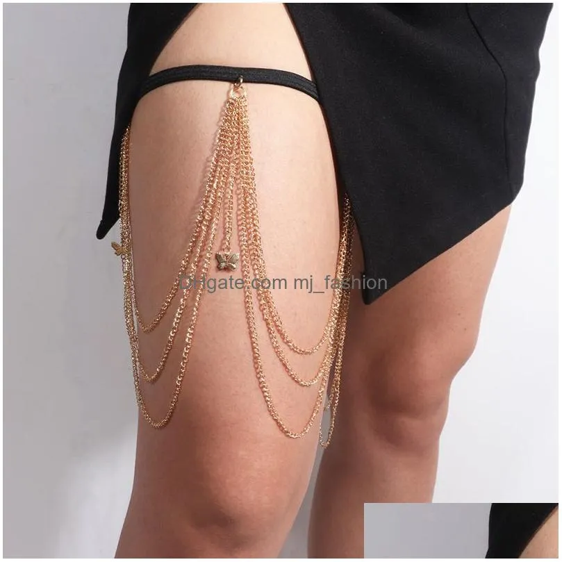 boho body jewelry rhinestone leg chain shiny women big snake pendant y chains thigh harness multi layers beach style gift