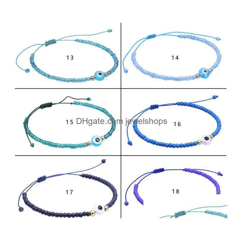 turkish eye beaded bracelet blue evil eyes lucky couple bracelets for women colorful crystal bead rope chain woven bracelet jewelry