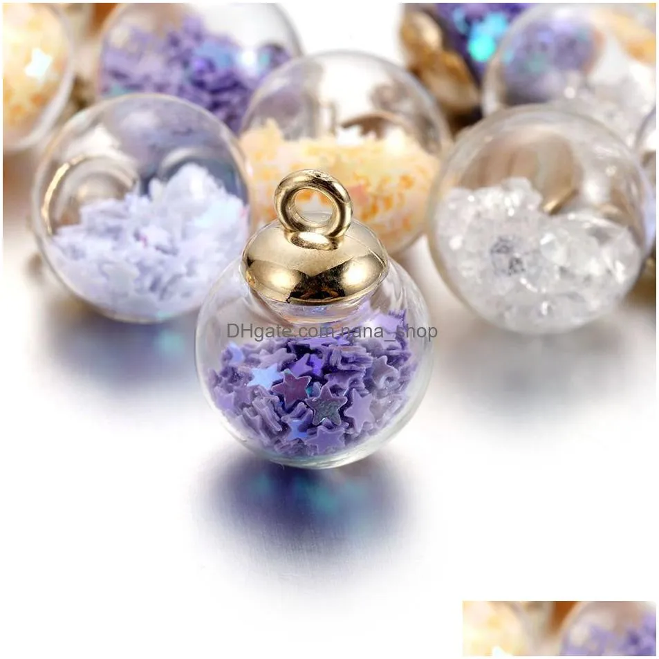 10pcs/set exquisite transparent crystal hollow glass ball charms bead pendant for diy earring accessories jewelry findings making